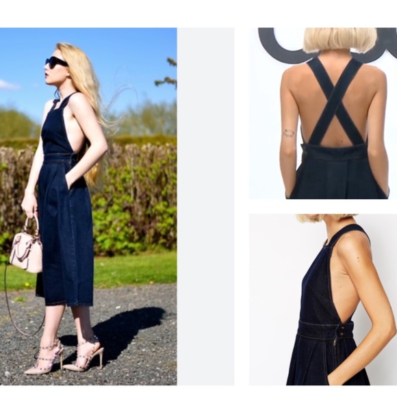 ASOS Dresses & Skirts - BRAND NEW ASOS denim  dark wash suspender open back dress 8